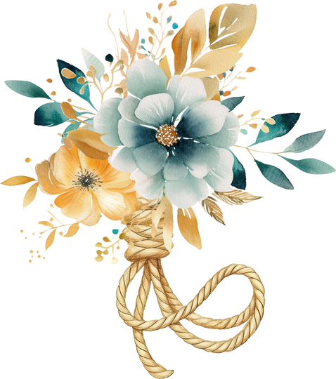 Watercolor Rope Knot with Flowers